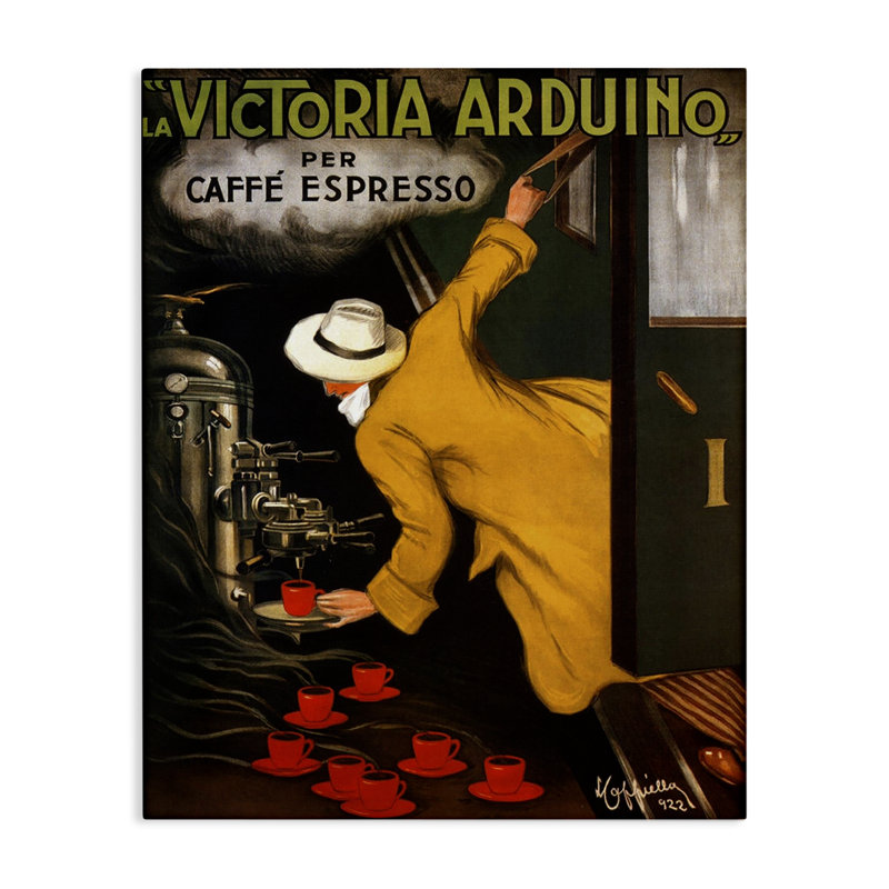 Publicité rétro sur toile espresso, design par Marcus Jules, H 20 po x l 16 po