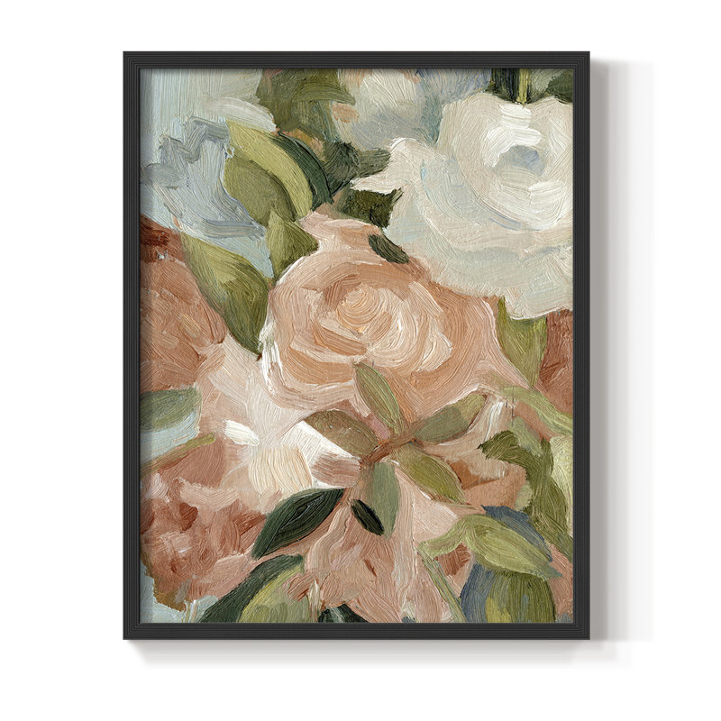 Bouquet Scatter III, reproduction encadrée - bois massif, Noir, H 14 po x l 11 po