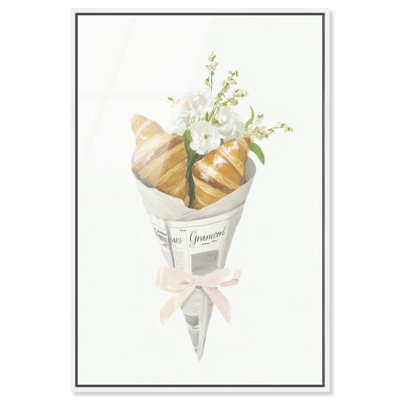 Pastry Bouquet Framed Acrylic Print Watercolor Wall Art by Art Remedy, White Frame, 16 x 24