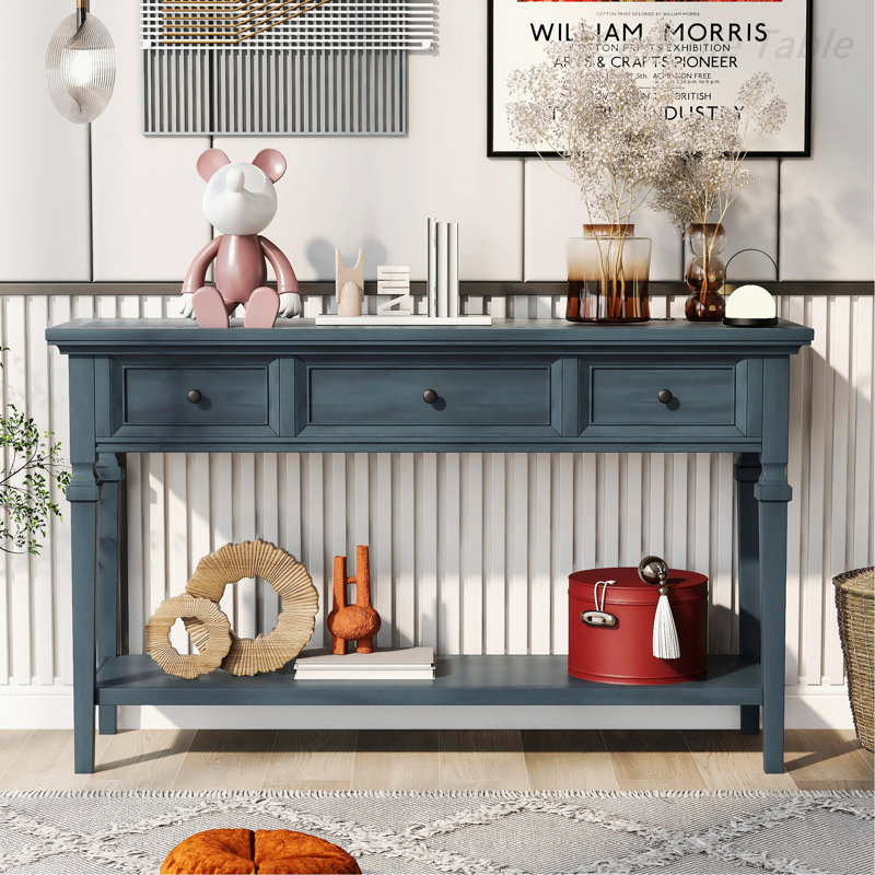 Dmitry 50'' Console Table,Hallway table,Hoyer table with a lower shelf, Navy