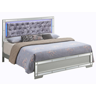 Elegant Silver Champagne Glam Full Bed