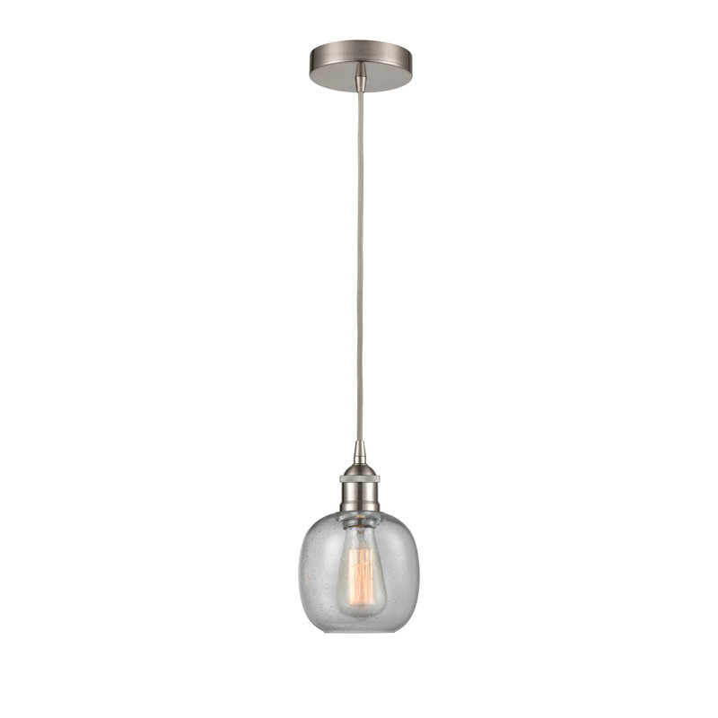 Luminaire suspendu simple à 1 lumière Amila, Marron clair