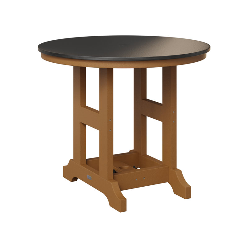 Table de bar ronde berlinoise 38 po Berlin, H 39,5 po x l 38 po x P 38 po, Noir martelé, Cèdre