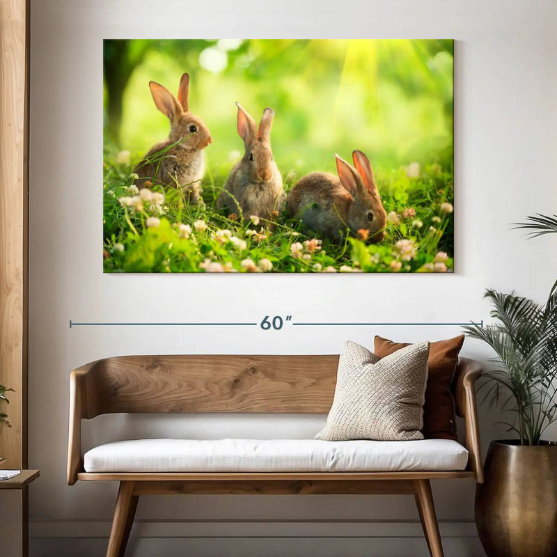 Rabbits By The Meadow, 34" H x 51" W