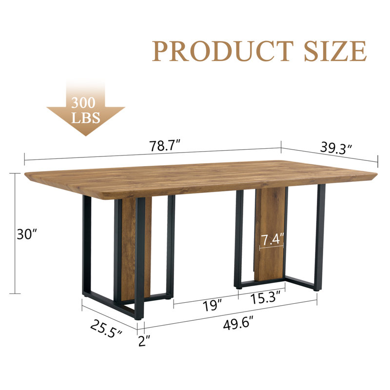 79'' Wood Dining Table, 30"H x 78.8"L x 39.3"W