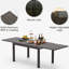 Table de salle à manger en aluminium extensible de 53 à 106 po pour 6 à 8 personnes, table rectangulaire foncée pour l'extérieur
