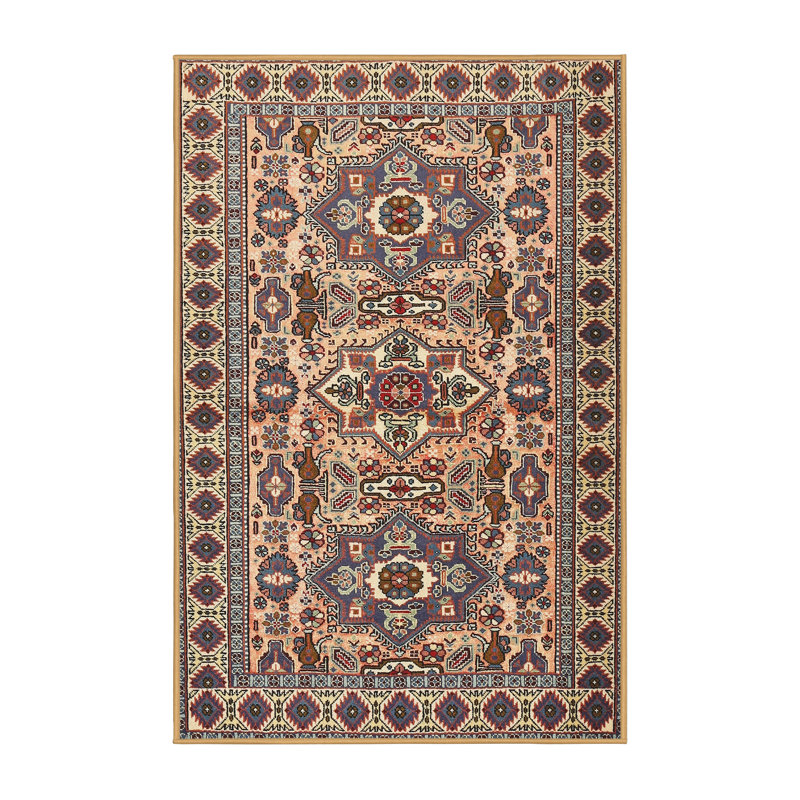 Tapis traditionnel mehroon/noir/crème Denese, Rectangle 4 pi x 6 pi