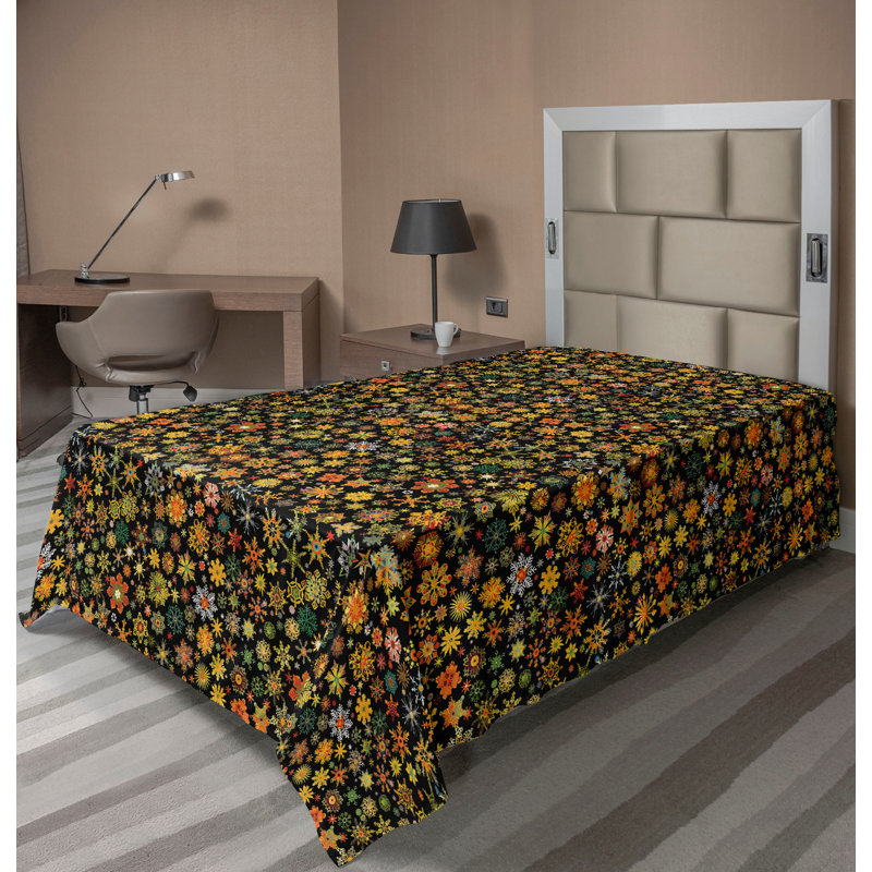 Drap plat moderne de style bohème Ambesonne, Drap plat pour lit simple, Burnt Orange/Mustard Floral