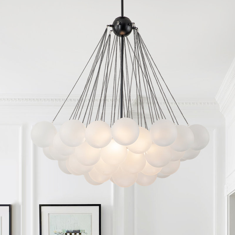 Jayla Modern 3-Light Bubble Globe Cluster Chandelier, Matte Black