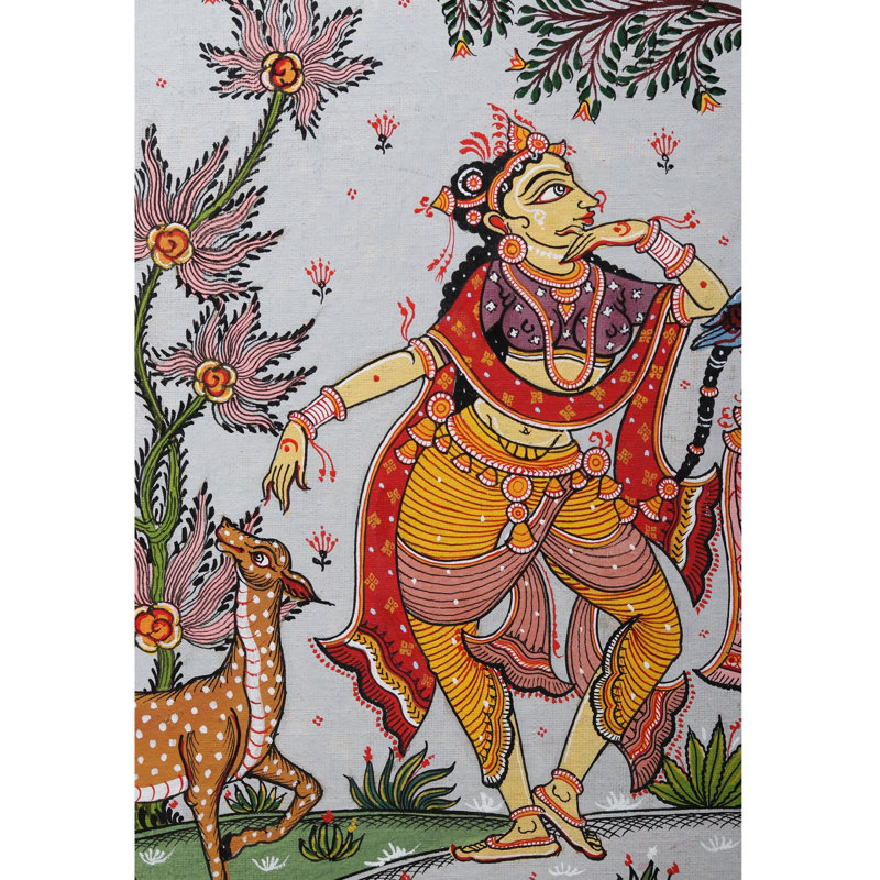 Radha-Krishna dansant avec Gopis | Pattachitra, peinture d'Odisha