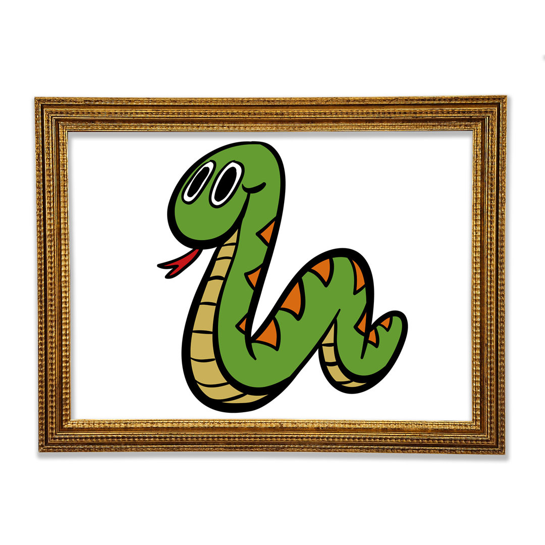 Gerahmtes Leinwandbild Cartoon Snake in Flieder