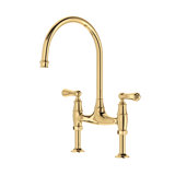 Georgian Era Bridge Kitchen Faucet with Straight Deck Unions