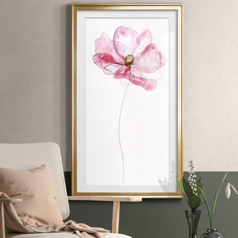 Croquis floral I - cadre photo, impression sur papier, H 10,5 po x l 18,5 po x P 1,5 po, Papier doré