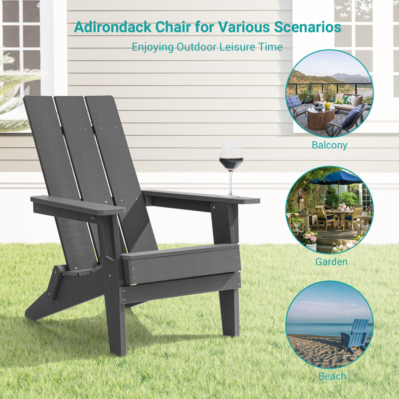 Chaise Adirondack pliable Fairlough HiPS, Gris anthracite