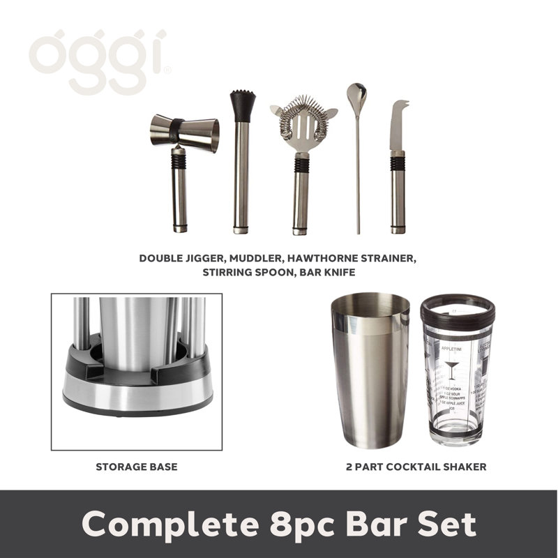 Oggi Barware 8 Piece Compact Bar Set