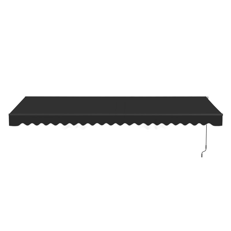 Motorized Retractable Patio Awning- Black Frame, 16' W x 10' D, Onyx Black, Solid Color