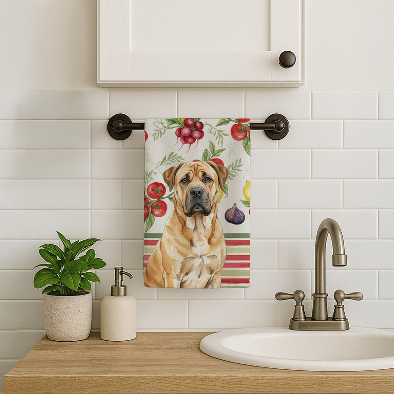 Fawn Boerboel Vegetables Kitchen Towel, Fawn Boerboel