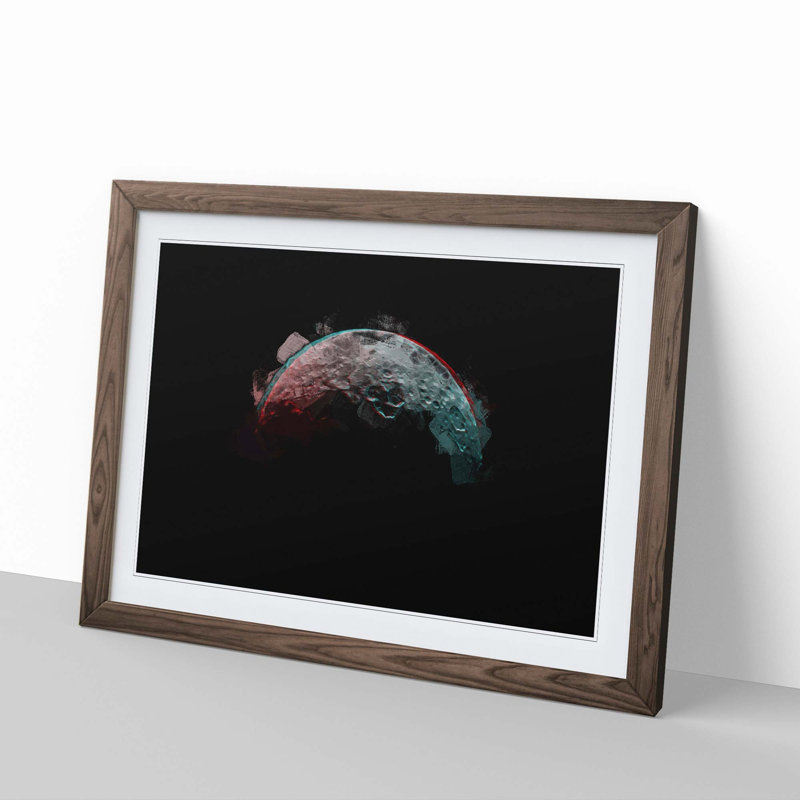 Moon - Picture Frame Graphic Art Print, 27cm H x 36cm W x 2cm D, Walnut Framed