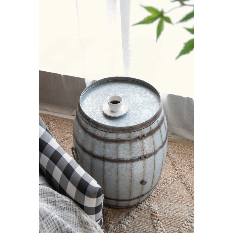 Table d'appoint tambour rustique rustique avec couvercle amovible et rangement spacieux pour un décor industriel et campagnard