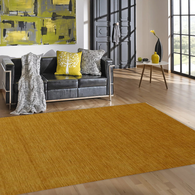 Brycen Solid Colour Wool Hand Woven Area Rug, Rectangle 140 x 200cm