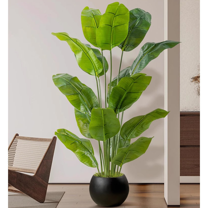 Simulation de banane grande plante verte, H 70,87 po x l 39,37 po x P 39,37 po, Noir, noir, noir, noir