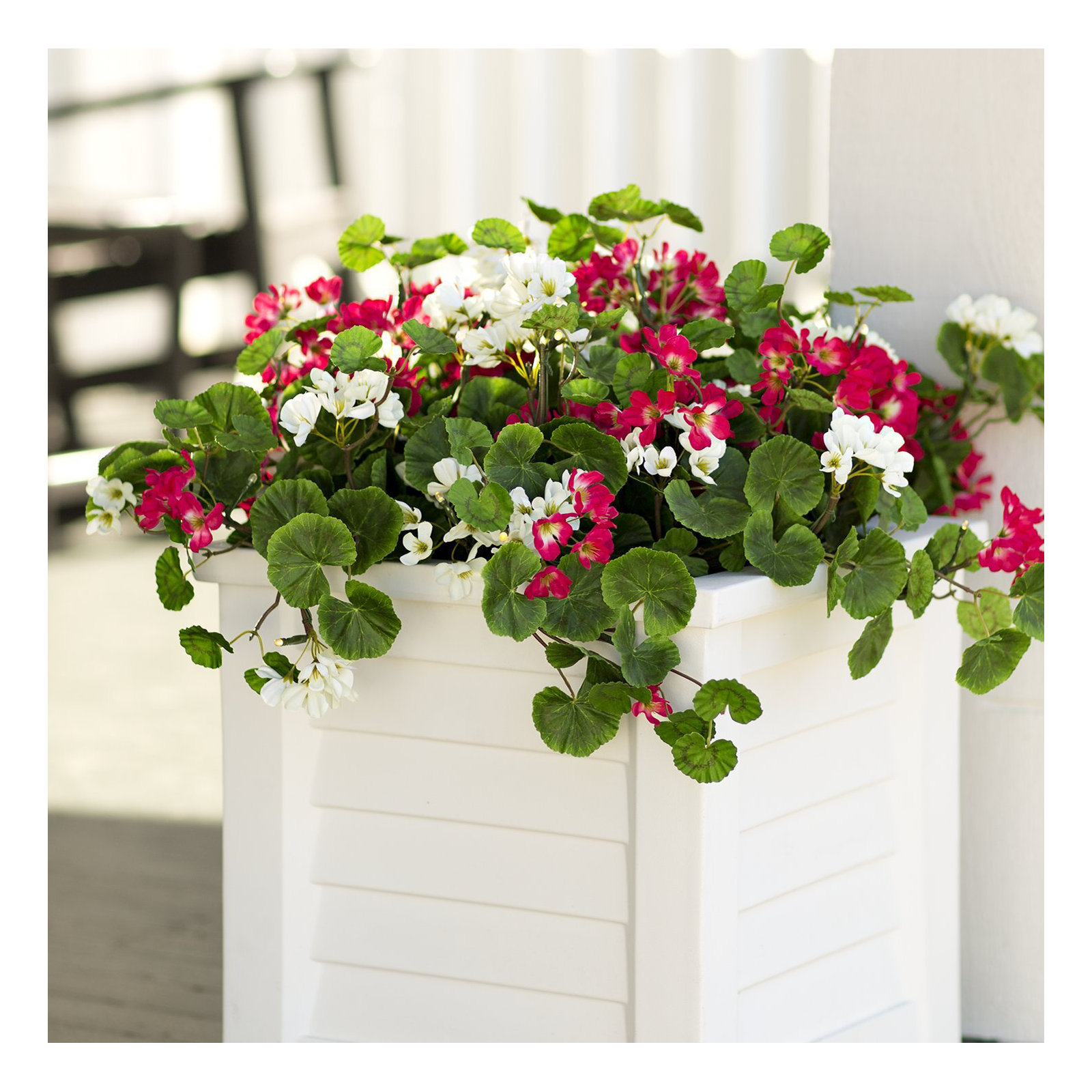 Faux Red and White Geranium Urn/Planter Filler