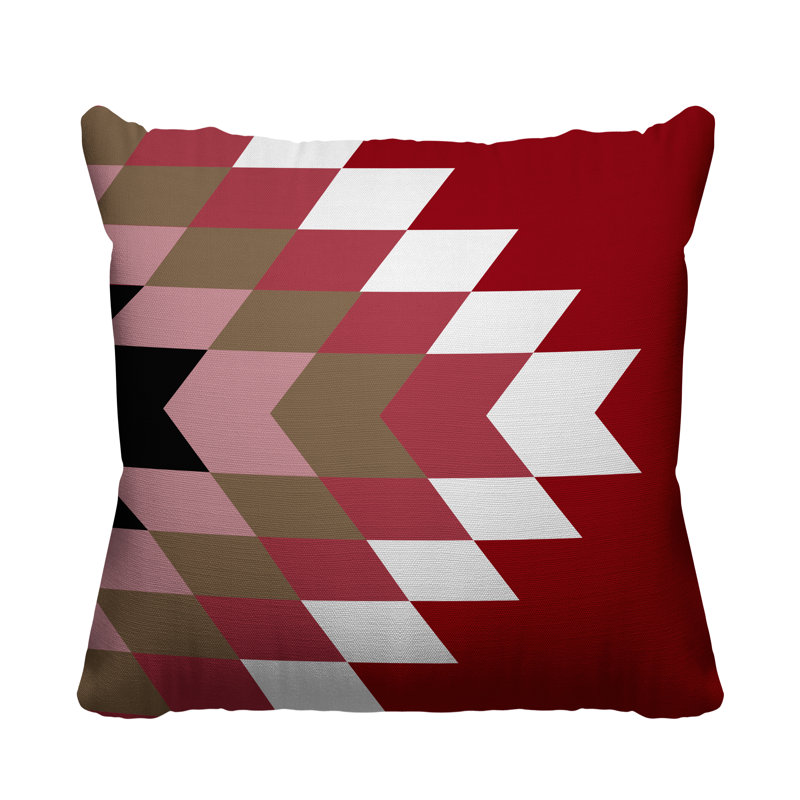 Coussin décoratif intérieur / extérieur Bimisi Southwestern, Rouge, L 17 po x H 17 po