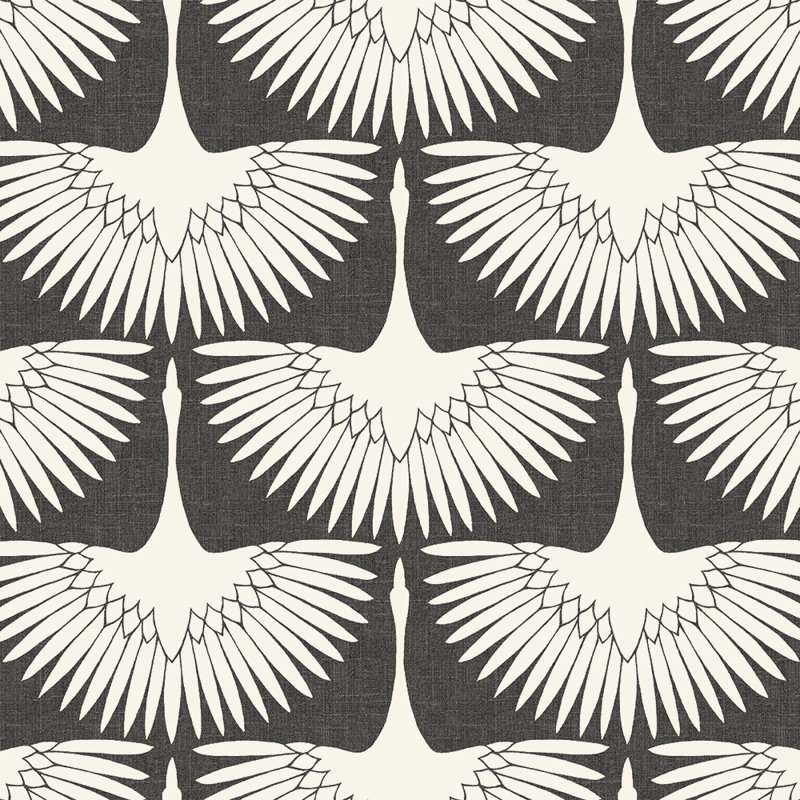 Papier peint «Feather Flock» par Genevieve Gorder, Storm Gray