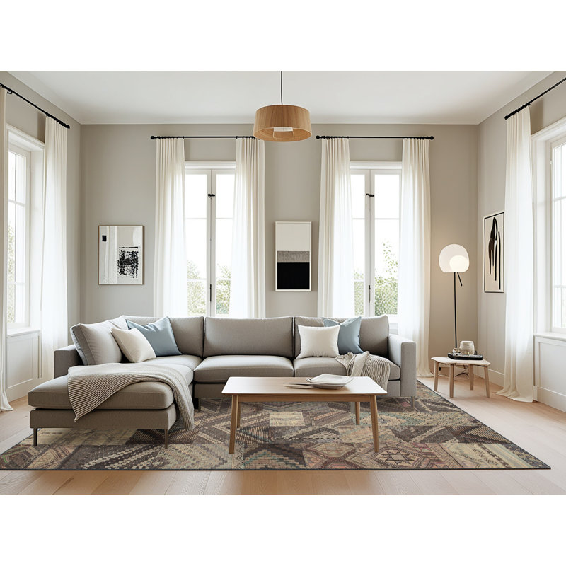Tapis contemporain gris, Rectangle 8 pi x 10 pi