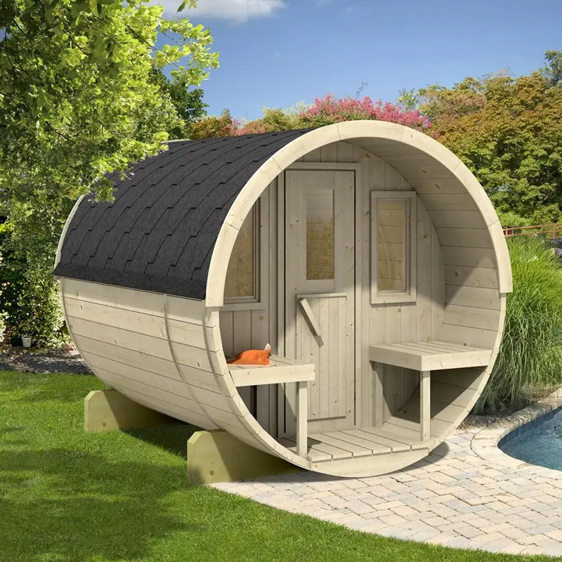 Barrel Sauna 250 inc. Log Burner Heater, Black