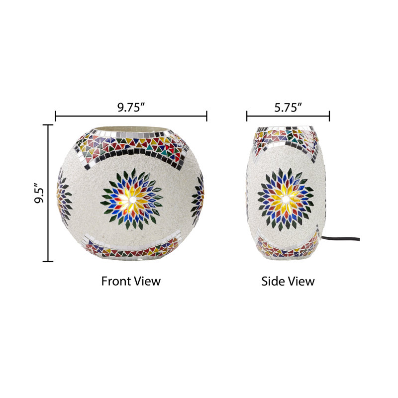 9.5"H Juliette Multicolor Oval Globe Shade Mosaic Glass Accent Lamp