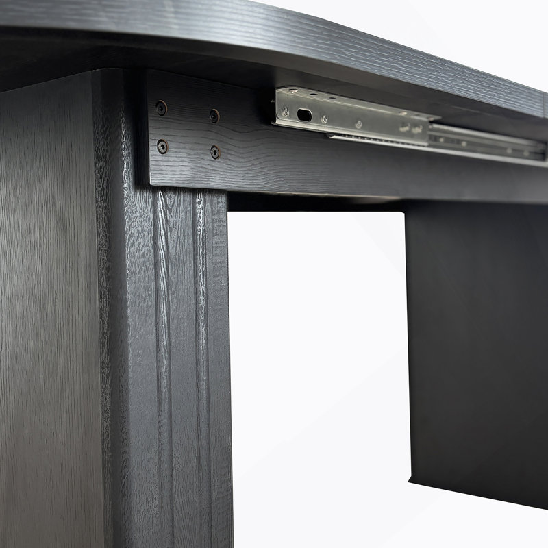Table de salle à manger extensible pour 4 à 8 personnes, table de cuisine ovale avec base en bois pour salon familial (noir)