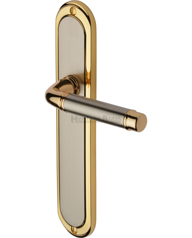 Heritage Brass Door Handle Lever Latch Saturn Long Design, Jupiter Split