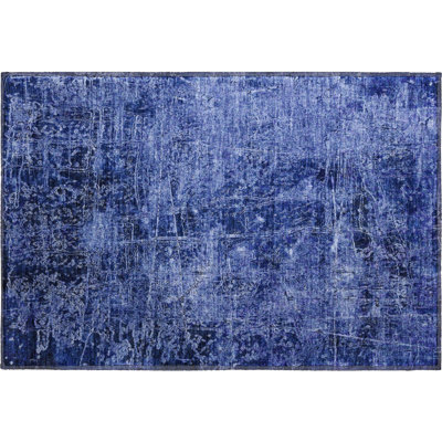 Tapis bleu marine Cerrito AMF559 lavable à la machine de qualité supérieure