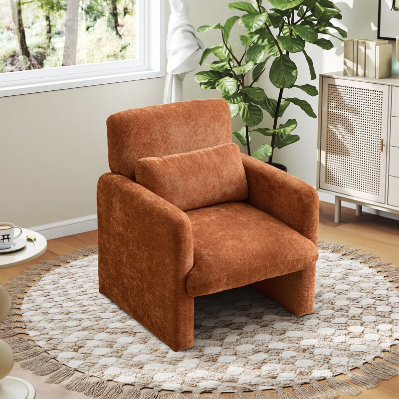 Fauteuil d'appoint rembourré moderne l 28,5 po, Orange
