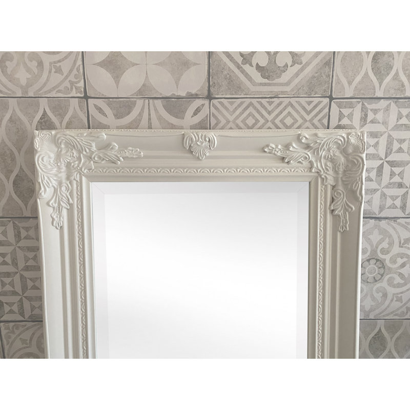 Sade Tall Solid Wood Framed Wall or Dressing Mirror, White