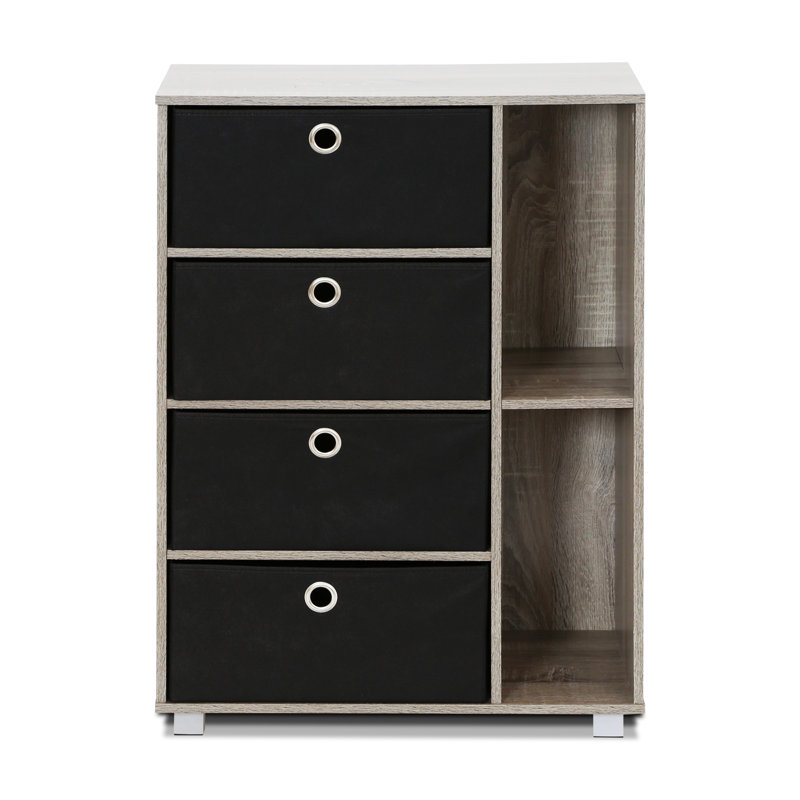Hayley Accent Chest, Gray/Black Bins