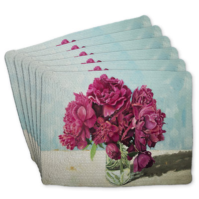 Fuchsia Peony Braided Polyester Chandrine - Set of 6 Decor