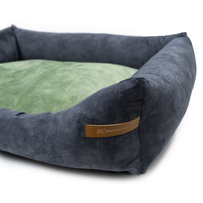Orthopedic Polyester Pet Bed, 15cm H x 75cm W x 85cm D, Graphite/Green