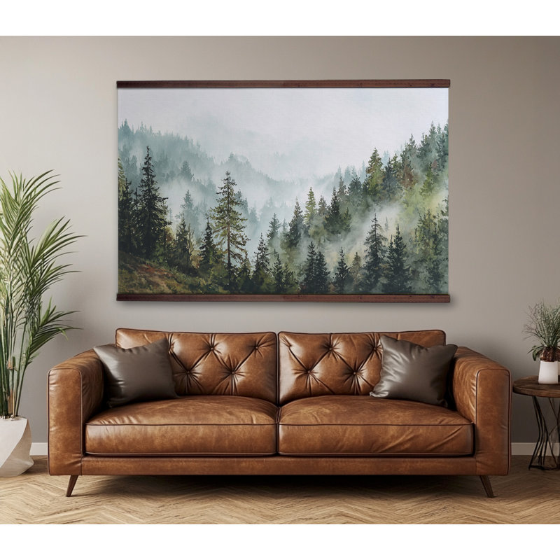Très grande œuvre d'art sur toile Misty, H 40 po x l 60 po