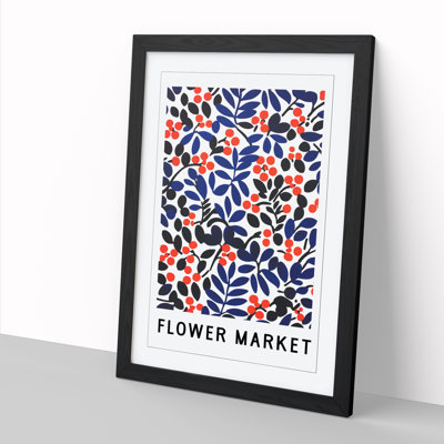 A Flower Market Exhibition Sign - Single Picture Frame Print on Wood