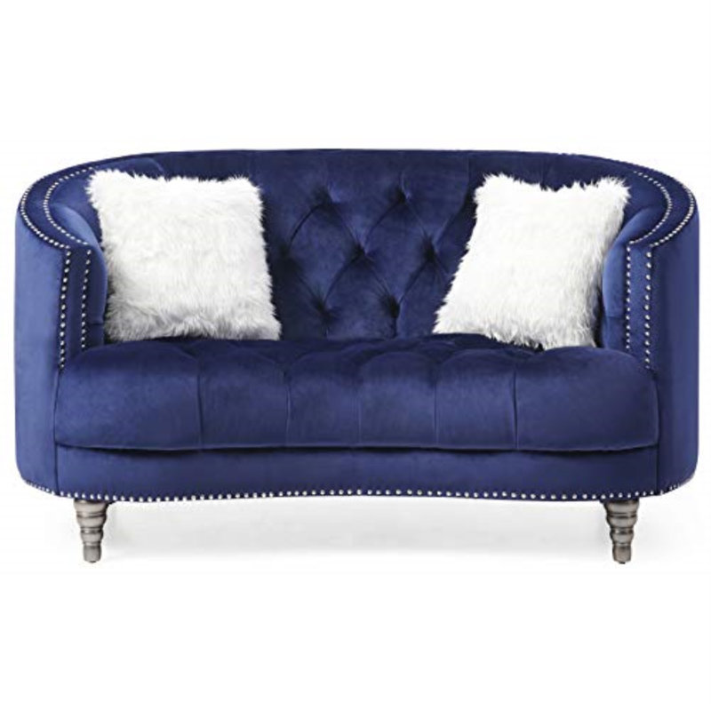 Danica 64'' Velvet Loveseat, Blue Velvet