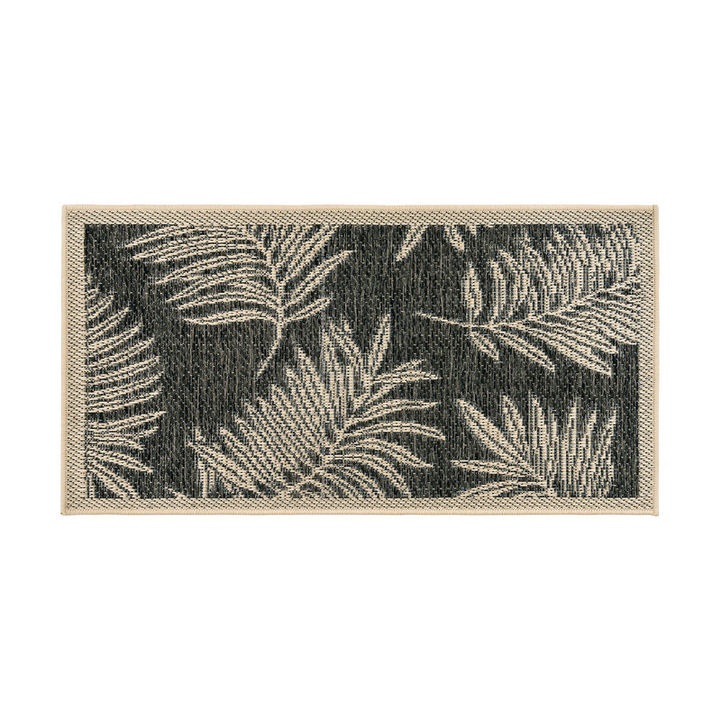 Tapis intérieur / extérieur bleu / gris / ivoire à motif floral Dowd, Rectangle 2 pi 7 po x 4 pi