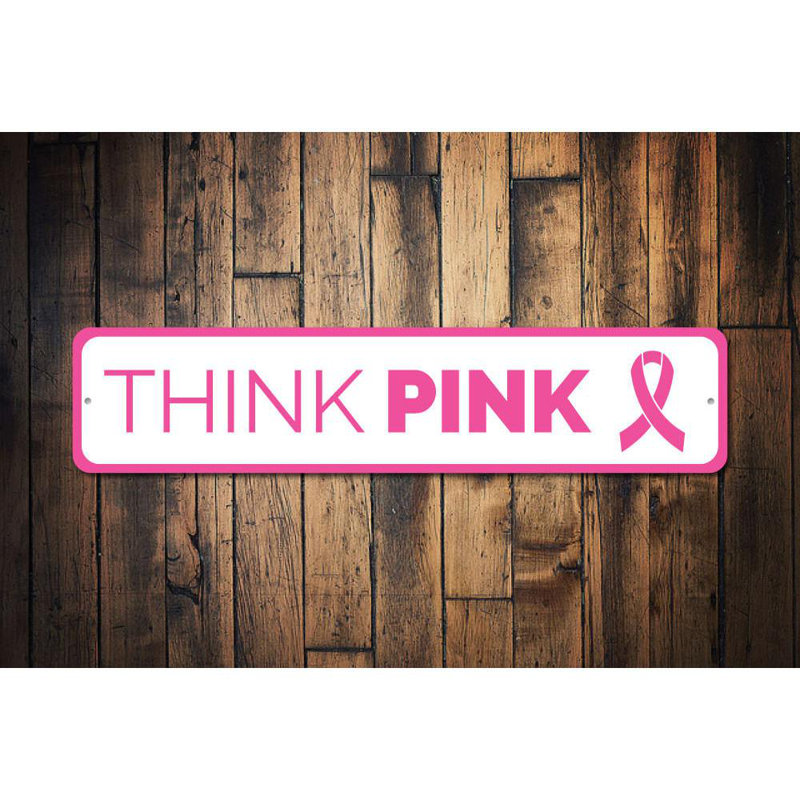 Plaque en aluminium "Think rose", H 4 po x l 18 po x P 0,04 po