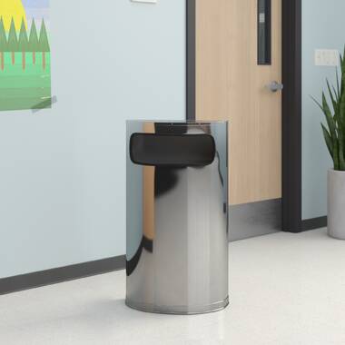 9 Gallon Stainless Steel Half-Round Side-Entry Trash Can