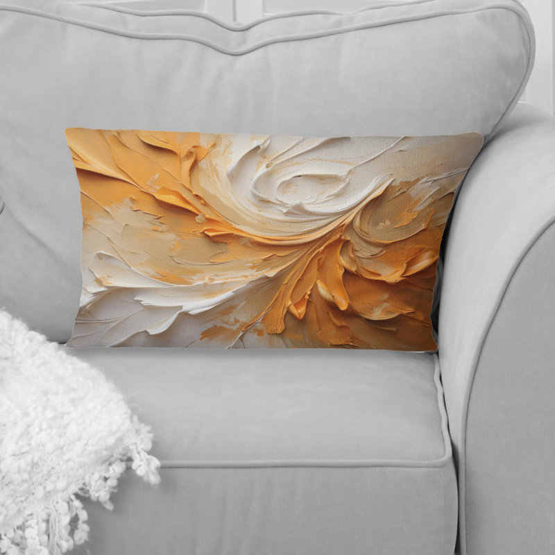Coussin décoratif doré et beige Soft Wave Paint II - Abstract Shapes