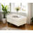 Cream Faux Leather Rectangular Lift Top Storage Ottoman Foot Stool, 33.5"×22"×17"-1526983585