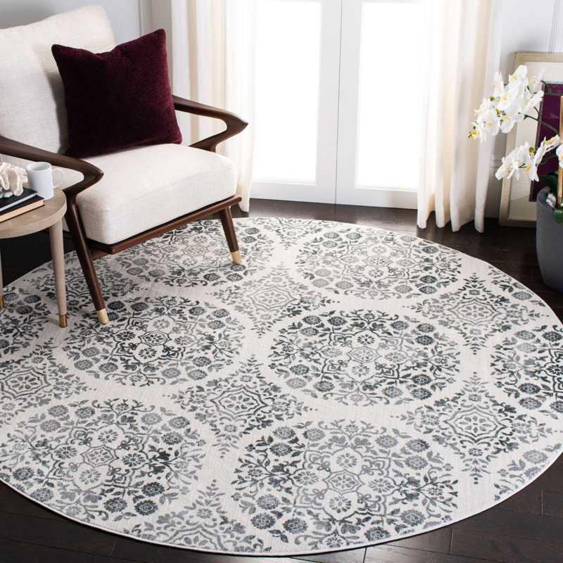 Delmer Performance Geometric Rug, Round 6'7"