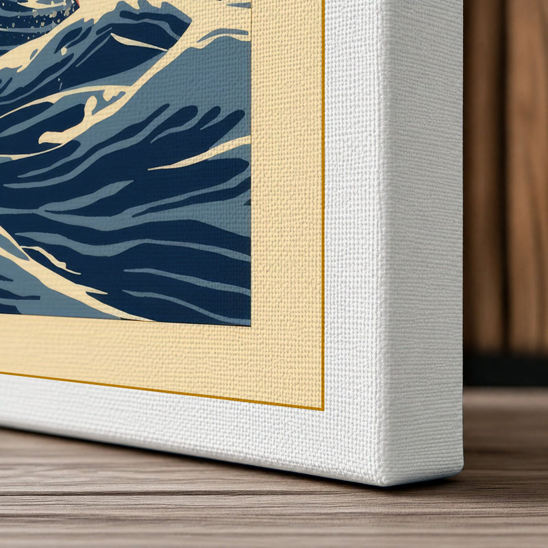 Whale Breaching Japandi - Wrapped Canvas, 24x16 - 61.0 x 40.6 cm, White Border