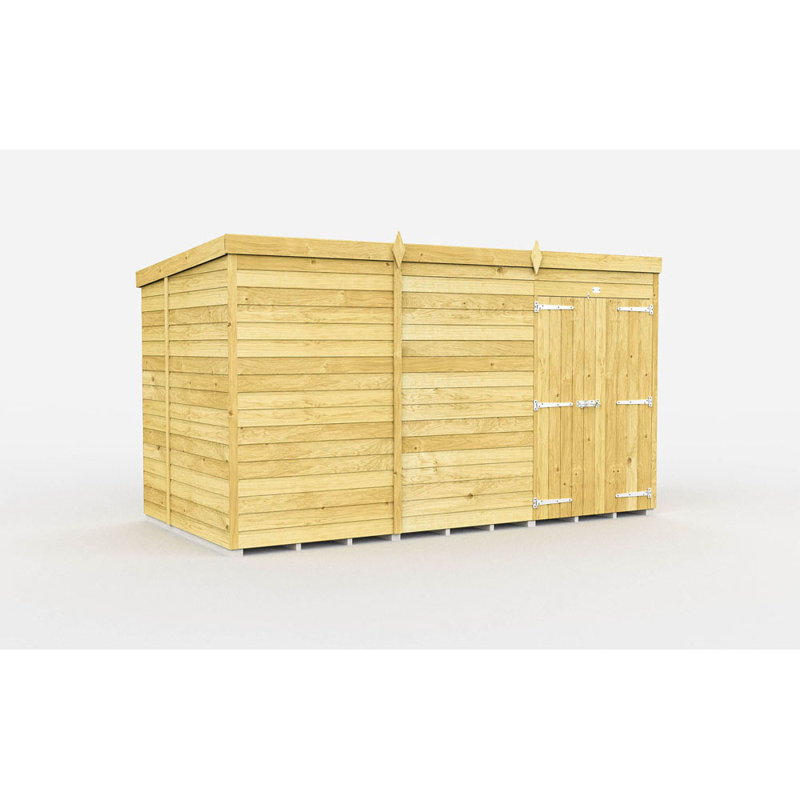 12ft x 7ft Pent Shed - Double Door without Windows